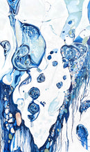 Load image into Gallery viewer, Abstract oil painting on a white background in blue and aqua.
